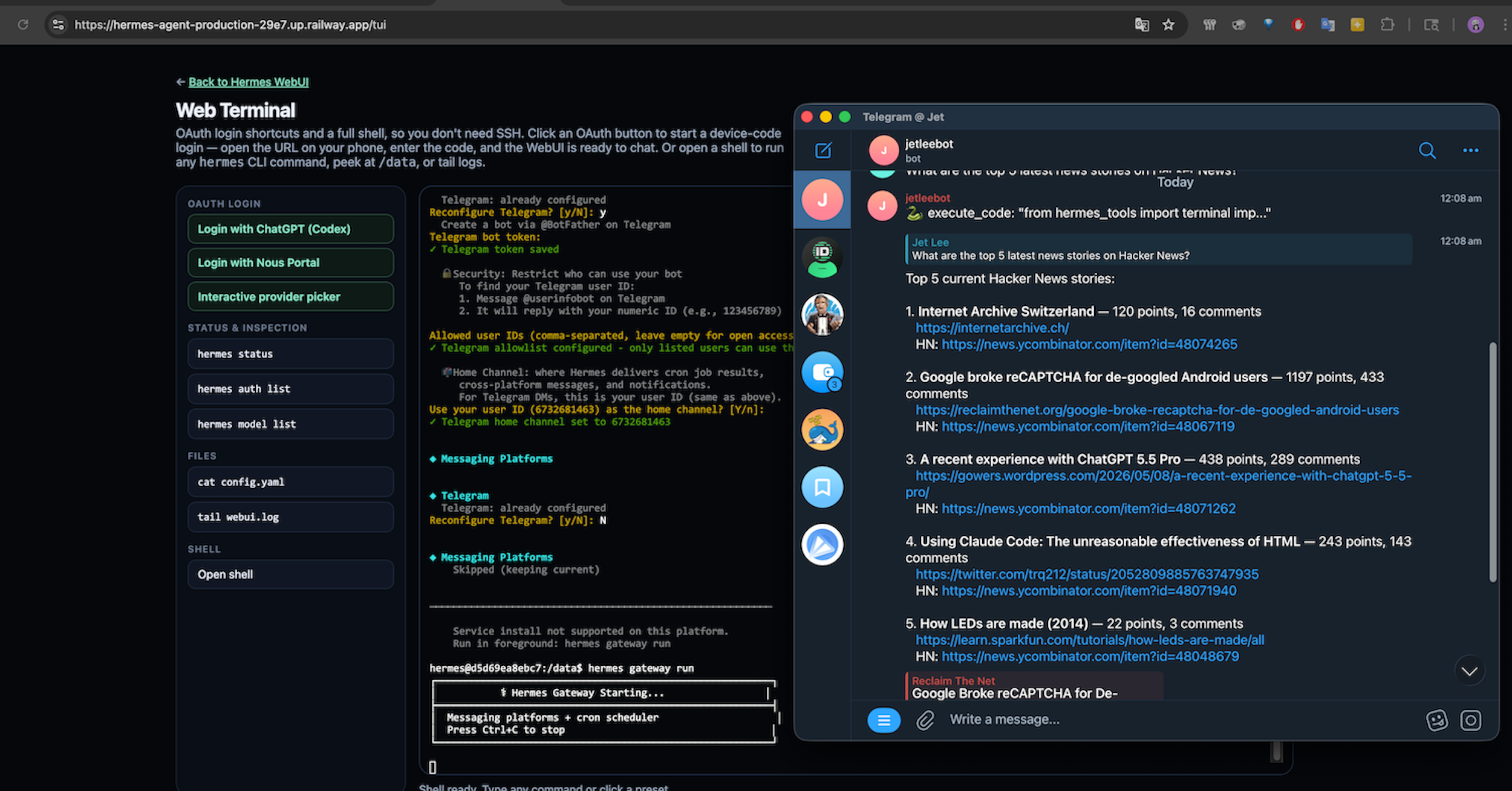 Hermes Agent Gateway Telegram